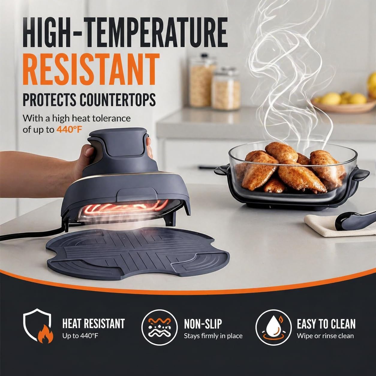 Tailored Ninja Crispi PowerPod Silicone Trivet – Hot Pads for Ninja Crispi Glass Air Fryer Accessories, Heat-Resistant, Non-Slip, Protection for Countertop, Fit Ninja FN101GY | FN101SG | FN101ST