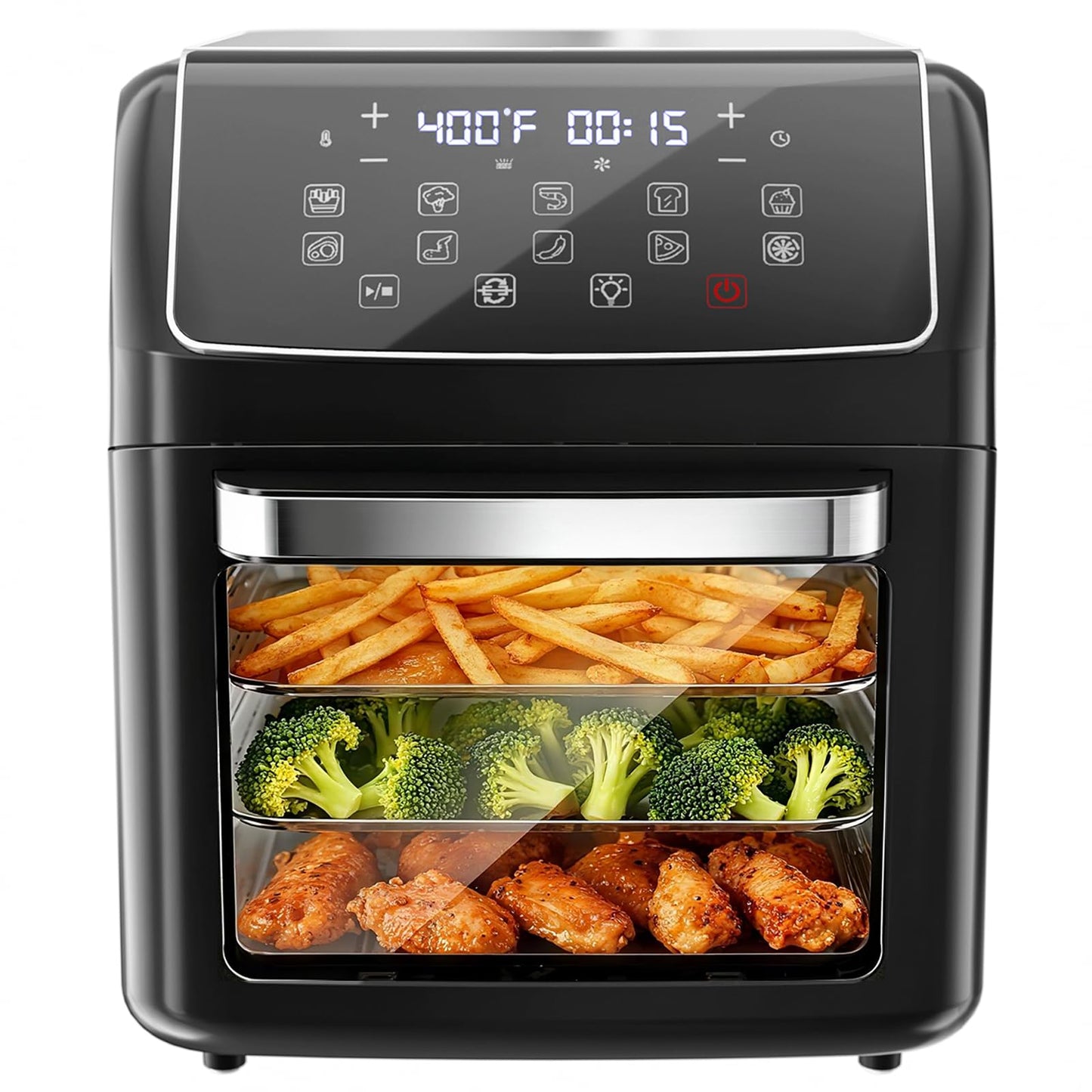 OLIXIS 4.7Qt Glass Air Fryer, Non Toxic Air Fryer with 10 Preset Cook Modes, 395°F Rapid Air Crispy Technology, Roast Bake Dehydrate Reheat, Nonstick & Easy-Clean Basket, 1300W