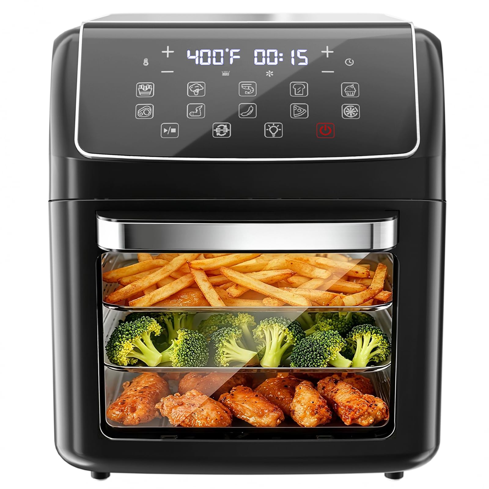 OLIXIS 4.7Qt Glass Air Fryer, Non Toxic Air Fryer with 10 Preset Cook Modes, 395°F Rapid Air Crispy Technology, Roast Bake Dehydrate Reheat, Nonstick & Easy-Clean Basket, 1300W
