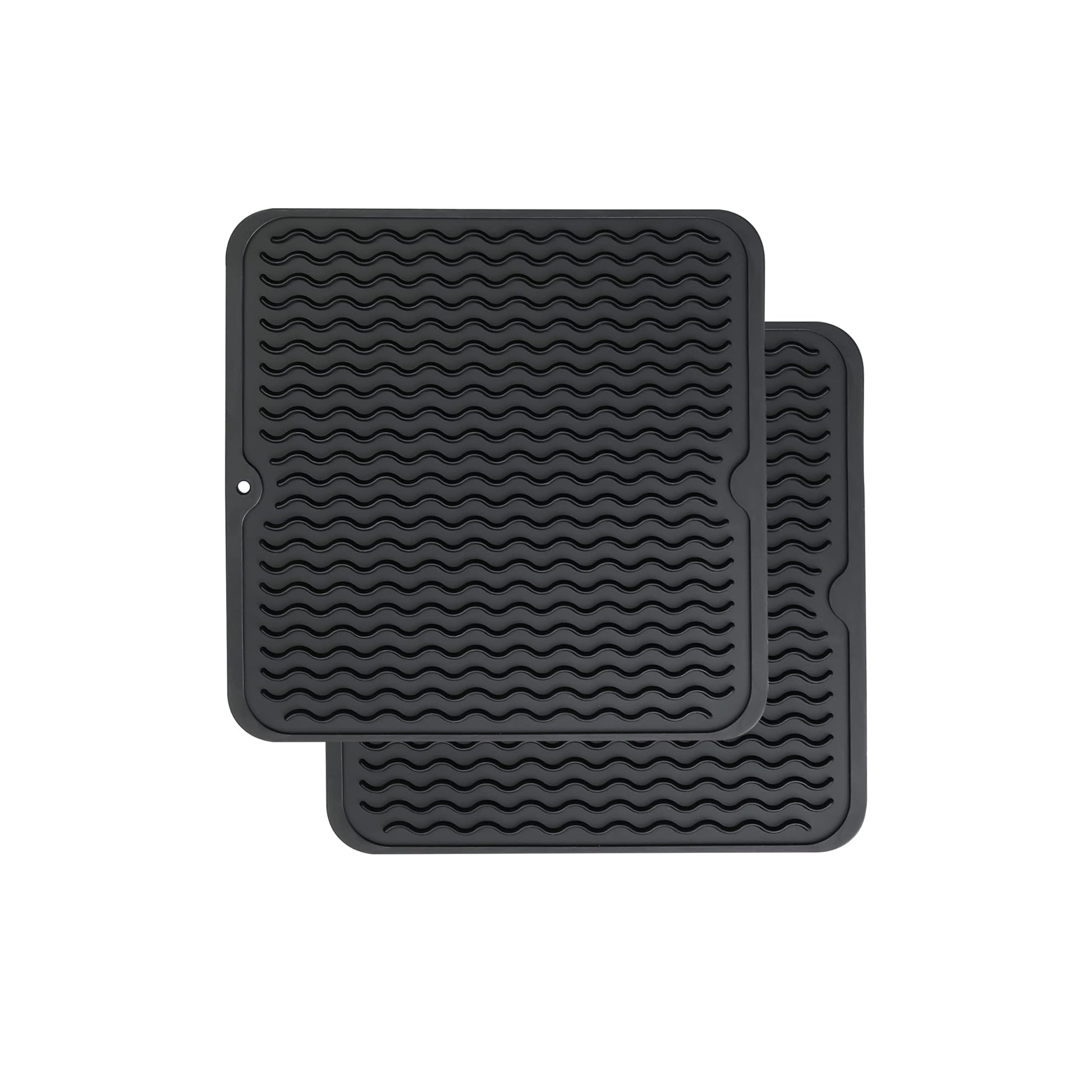 ZLR Silicone Dish Drying Mat & Heat Resistant Trivet (12" x 16") - Waterproof Counter Protector for Air Fryer, Coffee Maker - Non-Slip, BPA Free Kitchen Pad, Easy Clean Dishwasher Safe (Green)