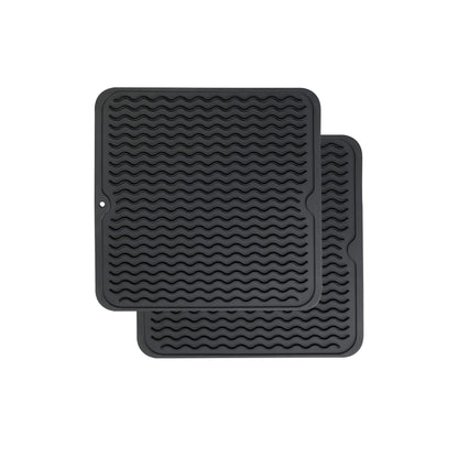 ZLR Silicone Dish Drying Mat & Heat Resistant Trivet (12" x 16") - Waterproof Counter Protector for Air Fryer, Coffee Maker - Non-Slip, BPA Free Kitchen Pad, Easy Clean Dishwasher Safe (Green)