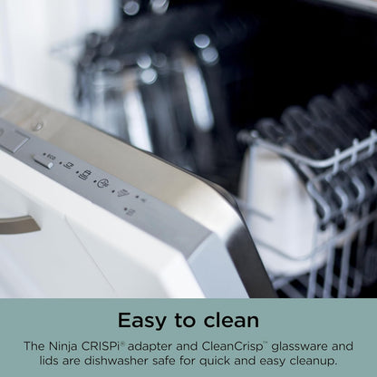 Ninja Crispi 4-in-1 Glass Air Fryer | 450°F | Non-Toxic | 4QT & 6-Cup Glass Containers w/Lids | Microwave, Freezer, Dishwasher Safe | Max Crisp, Air Fry, Bake, Recrisp | Mint | FN101MT