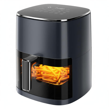 HealSmart 10-in-1 Glass Air Fryer, 4.7QT Non-Toxic Healthy Air Fryer with Rapid Air Crisping Technology, Versatile Functions for Bake, Roast, Dehydrate & Reheat, Nonstick & Dishwasher Safe Design