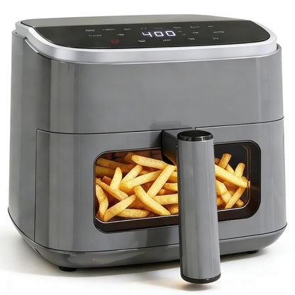HealSmart 10-in-1 Glass Air Fryer, 4.7QT Non-Toxic Healthy Air Fryer with Rapid Air Crisping Technology, Versatile Functions for Bake, Roast, Dehydrate & Reheat, Nonstick & Dishwasher Safe Design