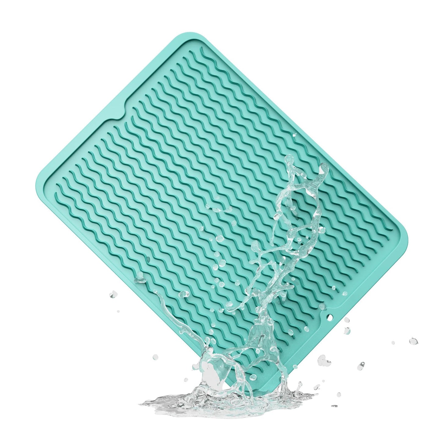 ZLR Silicone Dish Drying Mat & Heat Resistant Trivet (12" x 16") - Waterproof Counter Protector for Air Fryer, Coffee Maker - Non-Slip, BPA Free Kitchen Pad, Easy Clean Dishwasher Safe (Green)