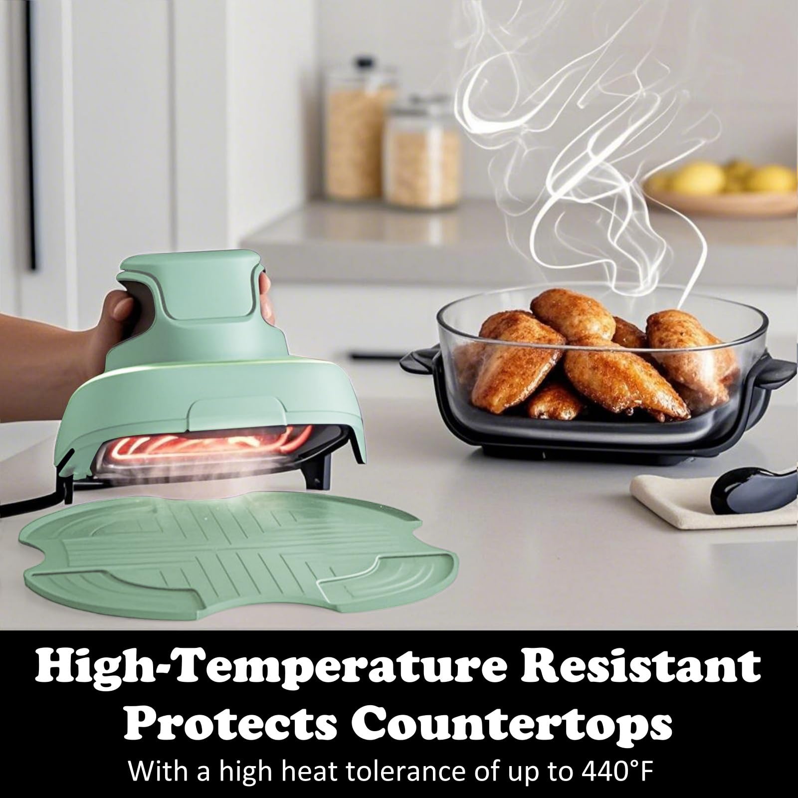 Tailored Ninja Crispi PowerPod Silicone Trivet – Hot Pads for Ninja Crispi Glass Air Fryer Accessories, Heat-Resistant, Non-Slip, Protection for Countertop, Fit Ninja FN101GY | FN101SG | FN101ST
