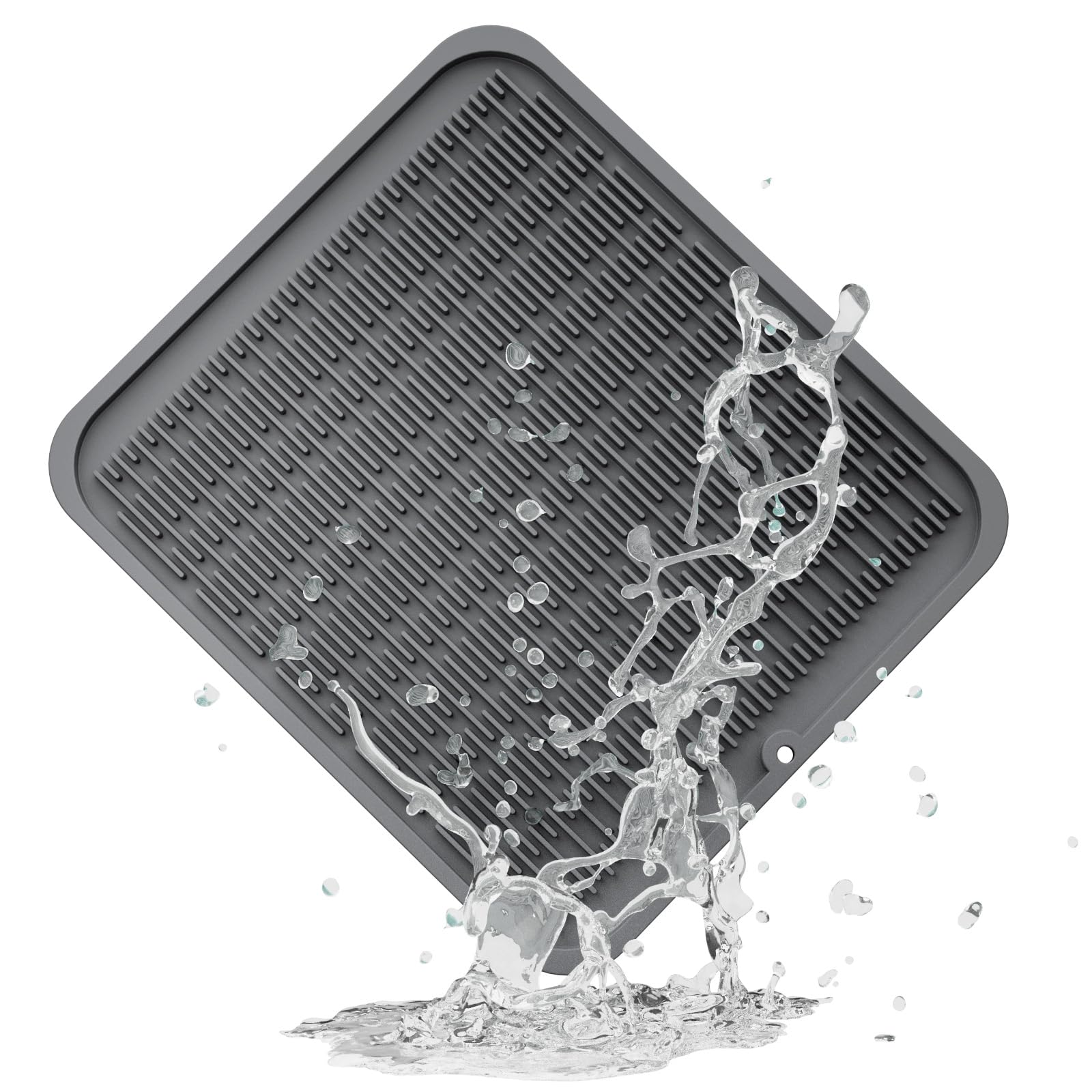 ZLR Silicone Dish Drying Mat & Heat Resistant Trivet (12" x 16") - Waterproof Counter Protector for Air Fryer, Coffee Maker - Non-Slip, BPA Free Kitchen Pad, Easy Clean Dishwasher Safe (Green)
