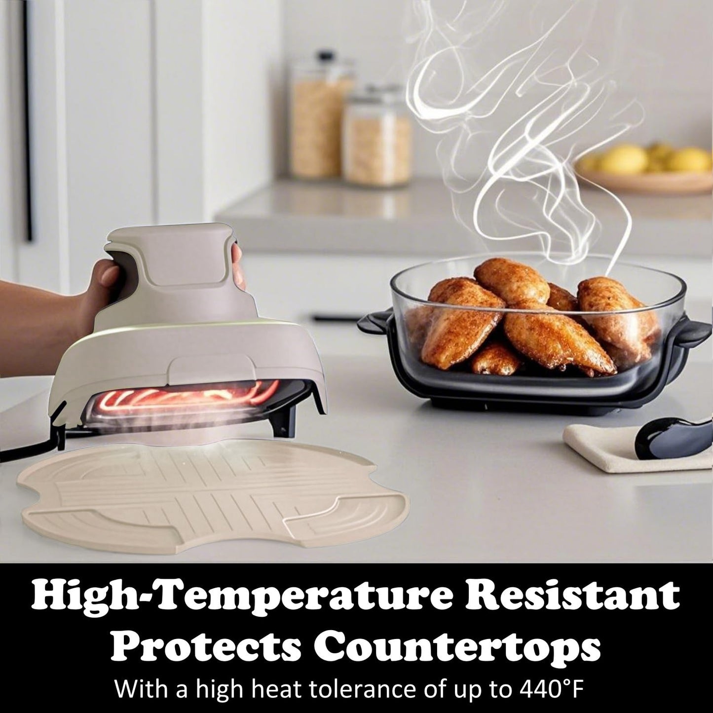 Tailored Ninja Crispi PowerPod Silicone Trivet – Hot Pads for Ninja Crispi Glass Air Fryer Accessories, Heat-Resistant, Non-Slip, Protection for Countertop, Fit Ninja FN101GY | FN101SG | FN101ST