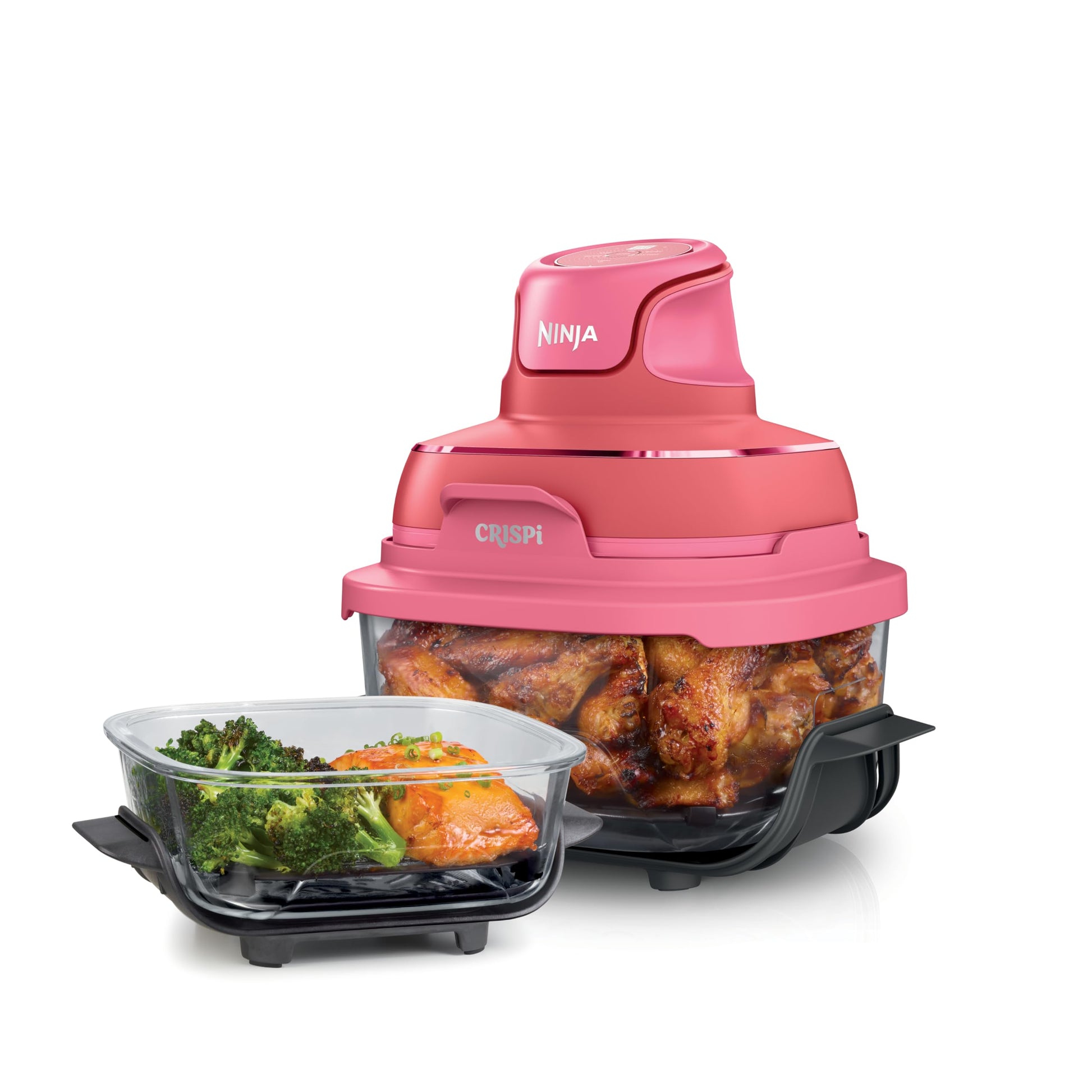 Ninja Crispi 4-in-1 Glass Air Fryer | 450°F | Non-Toxic | 4QT & 6-Cup Glass Containers w/Lids | Microwave, Freezer, Dishwasher Safe | Max Crisp, Air Fry, Bake, Recrisp | Stone | FN101ST