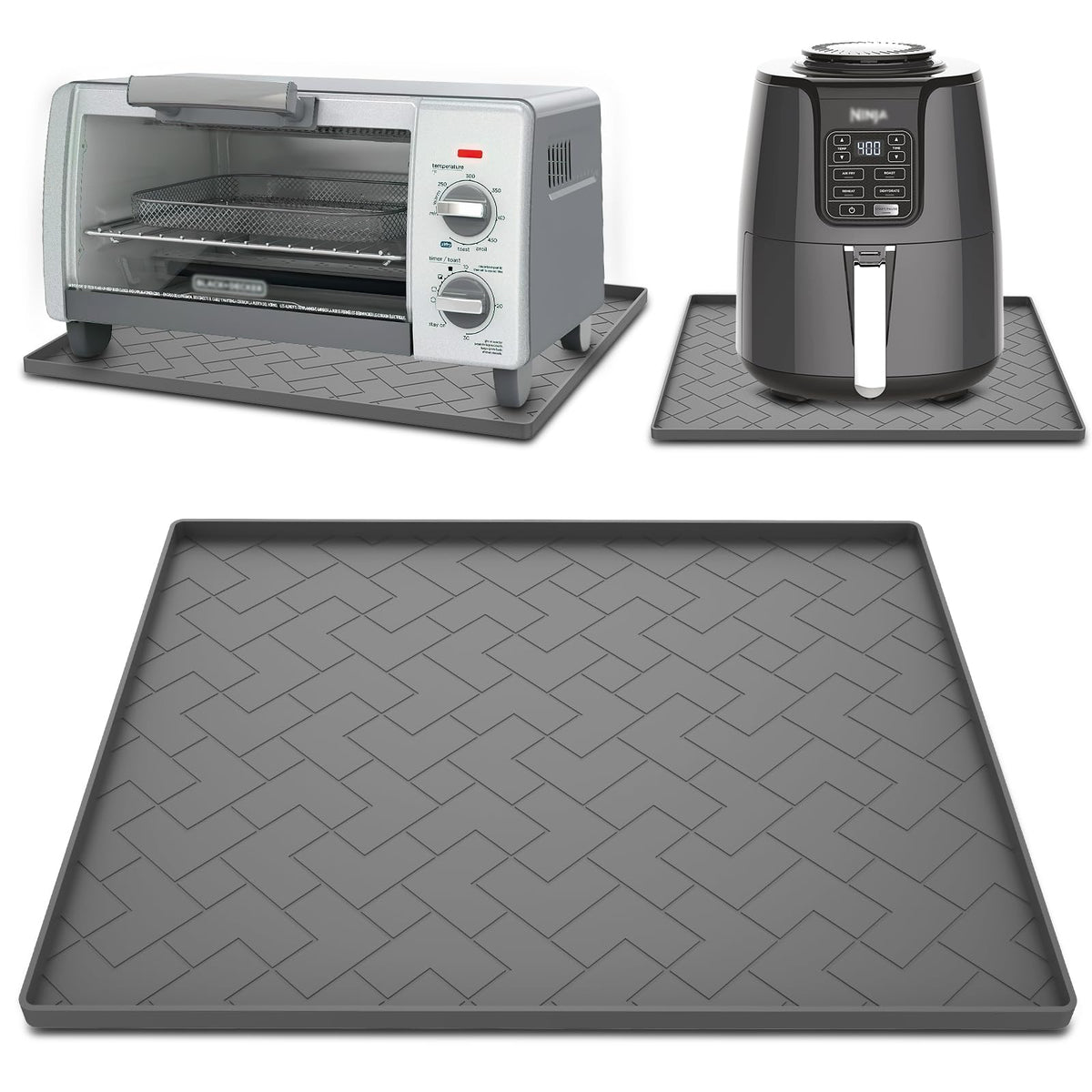 Silicone Heat Resistant Mat For Air Fryer-18''x15''x0.5''Perfect for Ninja,Cosori,Chefman and Most Air Fryers Bottom Silicone air fryer accessories-Protects Countertops From Damage and Scratches