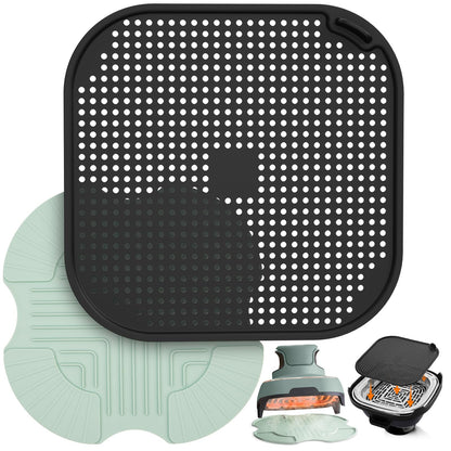 2 PCS Air Fryer Trivets Silicone and Splatter Shield for Ninja Crispi,Heat Resistant Mat for Air Fryer for Air Fryer Accessories,for Ninja Combi Accessories Kitchen Air Fryer Trivet(Dark Blue&Black)