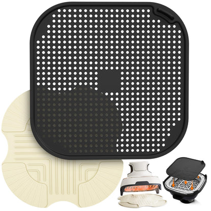 2 PCS Air Fryer Trivets Silicone and Splatter Shield for Ninja Crispi,Heat Resistant Mat for Air Fryer for Air Fryer Accessories,for Ninja Combi Accessories Kitchen Air Fryer Trivet(Dark Blue&Black)