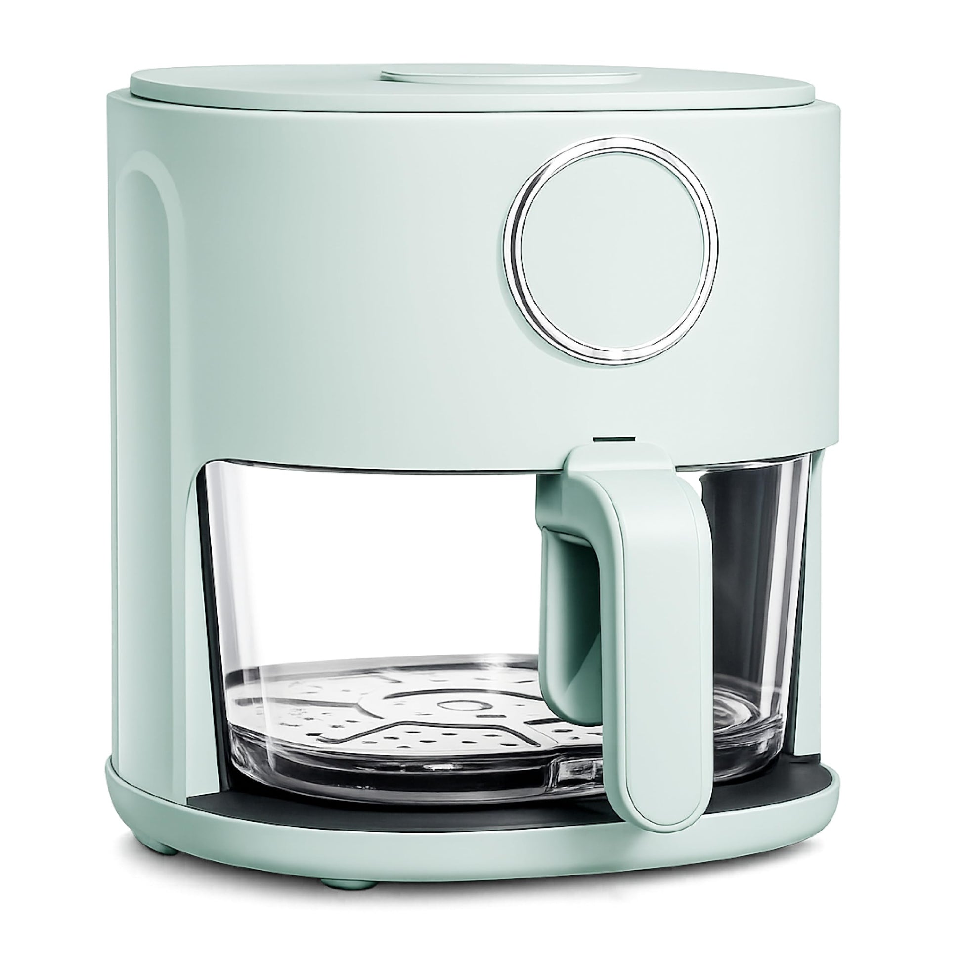 COOK WITH COLOR Colorful 1200W 4Qt Air Fryer: Glass Basket, Dishwasher Safe, 60min Timer, 6 Presets, Temp Control 175F-400F, 4 QT, Slate Blue