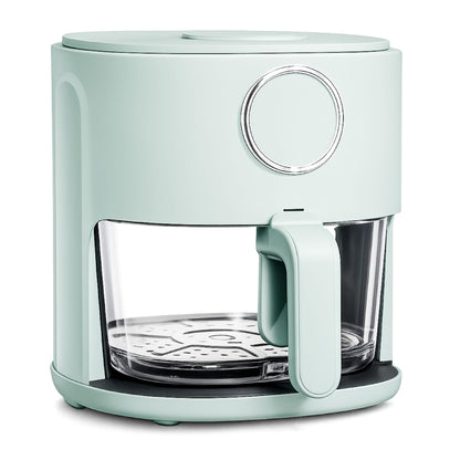COOK WITH COLOR Colorful 1200W 4Qt Air Fryer: Glass Basket, Dishwasher Safe, 60min Timer, 6 Presets, Temp Control 175F-400F, 4 QT, Slate Blue