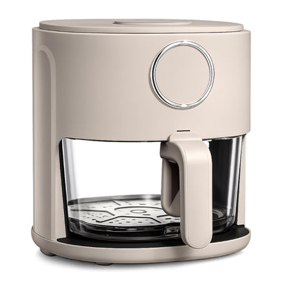 COOK WITH COLOR Colorful 1200W 4Qt Air Fryer: Glass Basket, Dishwasher Safe, 60min Timer, 6 Presets, Temp Control 175F-400F, 4 QT, Slate Blue