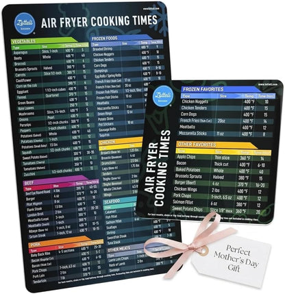Air Fryer Magnetic Cheat Sheet Set - Air Fryer Accessories Cookbook - As Seen on the Today Show an Easy to Use AirFryer Time Chart Set - Strong Magnet Quick Reference Cooking Guide for Frying (Black)