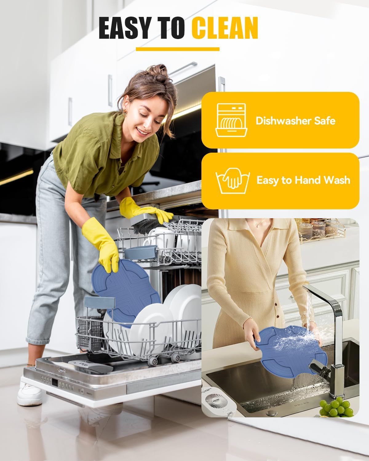 Silicone Heat-Resistant Mat for Ninja Crispi Glass Air Fryer | Reusable Fireproof Heat Resistance Hot Pad | Anti-Slip Kitchen Countertop Protector | Compatible with FN101GY/FN101SG/FN101ST, Blue