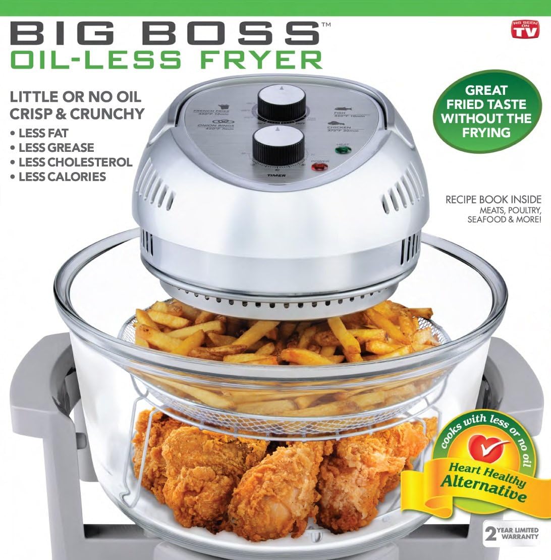 Granitestone 16Qt Large Glass Air Fryer Non Toxic – Family Sized Airfyrer Cooker with 3 Cooking Sections, Stainless Steel Racks, for French Fries, Chicken, No Preheat, Self Cleaning, Dishwasher Safe