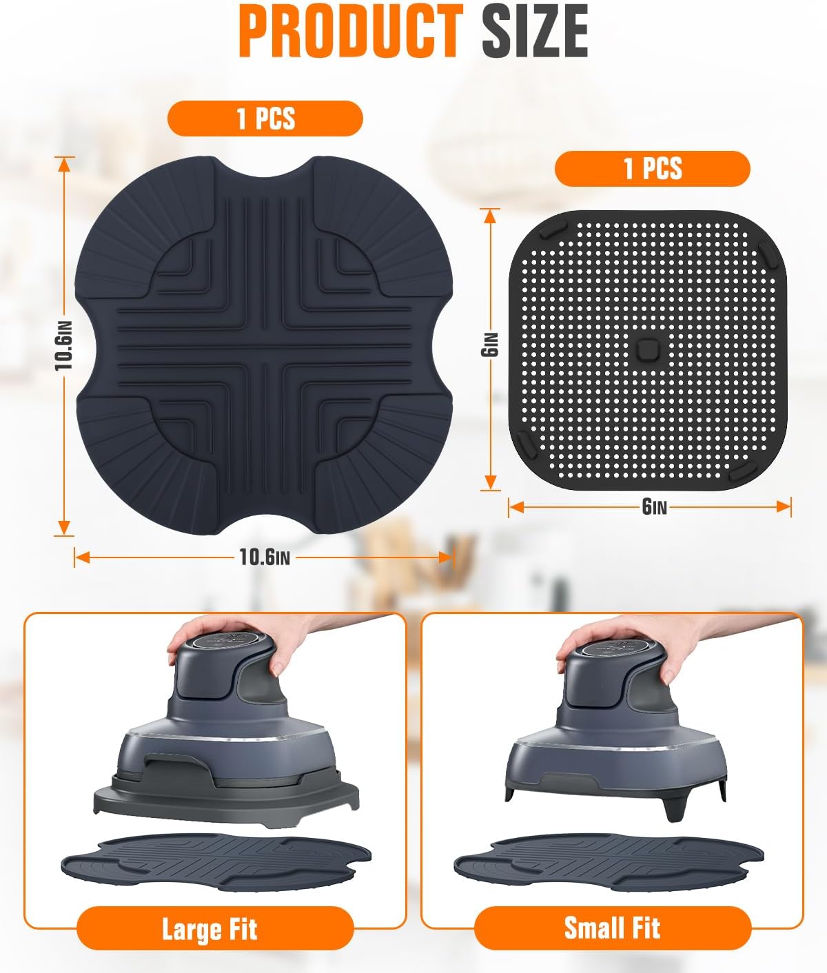 2 PCS Air Fryer Trivets Silicone and Splatter Shield for Ninja Crispi,Heat Resistant Mat for Air Fryer for Air Fryer Accessories,for Ninja Combi Accessories Kitchen Air Fryer Trivet(Dark Blue&Black)