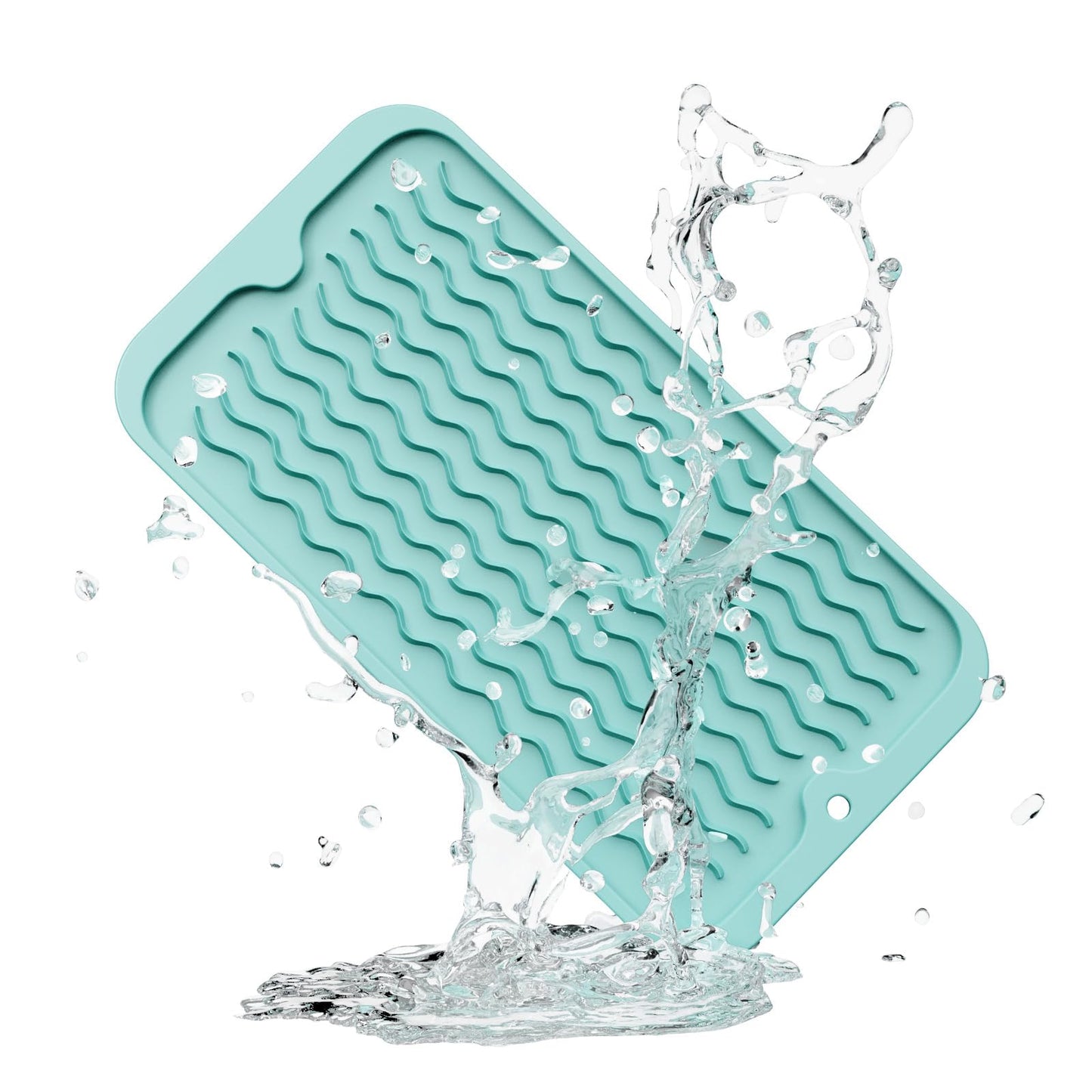 ZLR Silicone Dish Drying Mat & Heat Resistant Trivet (12" x 16") - Waterproof Counter Protector for Air Fryer, Coffee Maker - Non-Slip, BPA Free Kitchen Pad, Easy Clean Dishwasher Safe (Green)