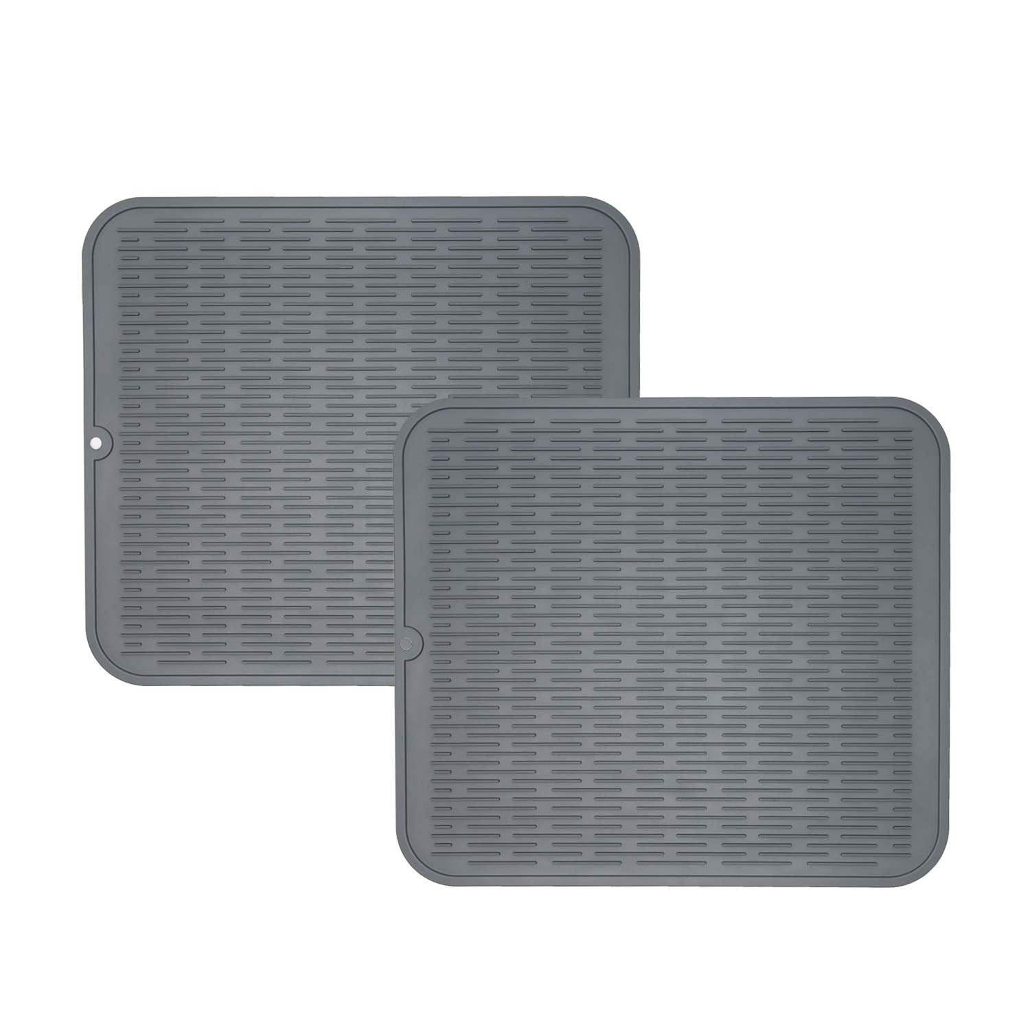 ZLR Silicone Dish Drying Mat & Heat Resistant Trivet (12" x 16") - Waterproof Counter Protector for Air Fryer, Coffee Maker - Non-Slip, BPA Free Kitchen Pad, Easy Clean Dishwasher Safe (Green)