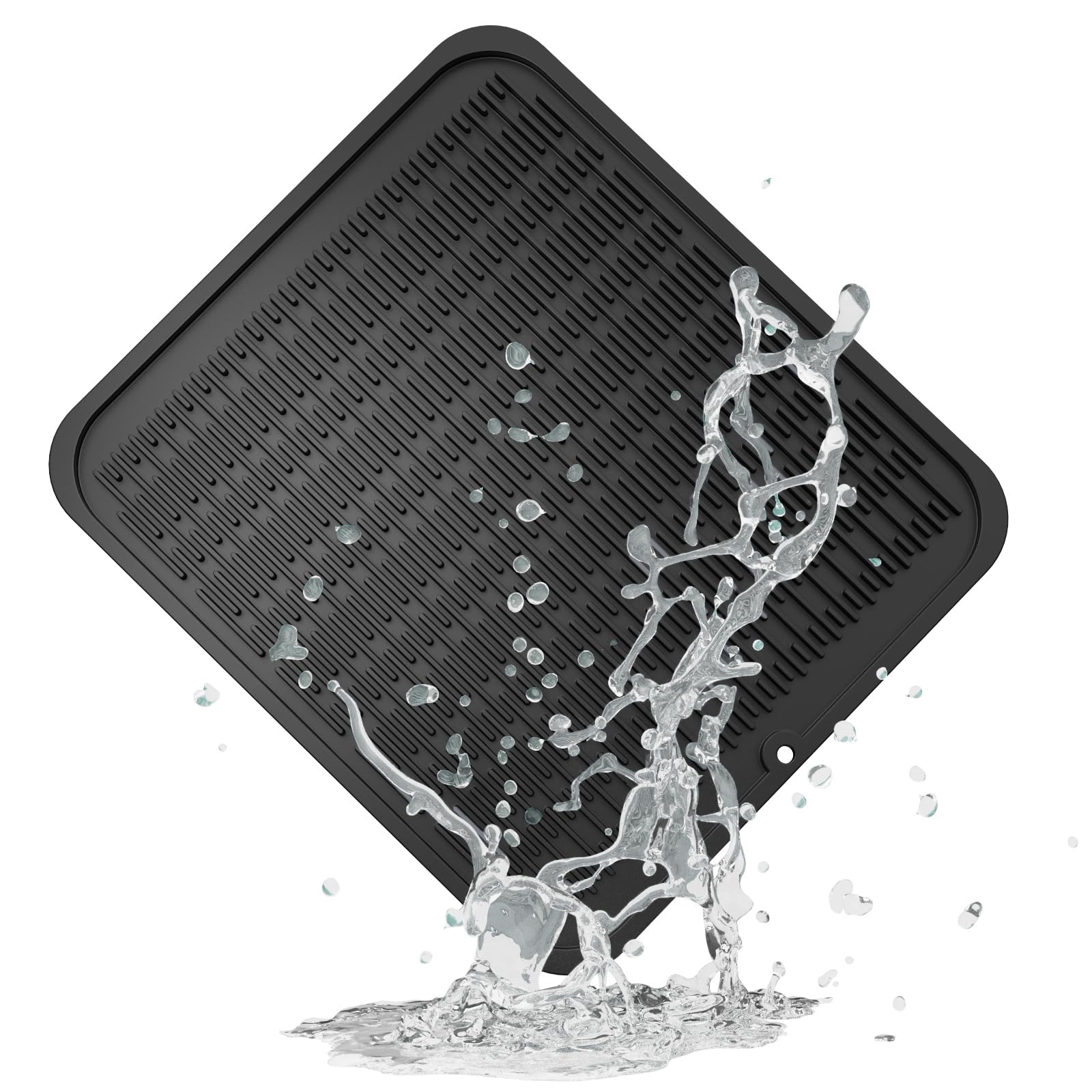 ZLR Silicone Dish Drying Mat & Heat Resistant Trivet (12" x 16") - Waterproof Counter Protector for Air Fryer, Coffee Maker - Non-Slip, BPA Free Kitchen Pad, Easy Clean Dishwasher Safe (Green)
