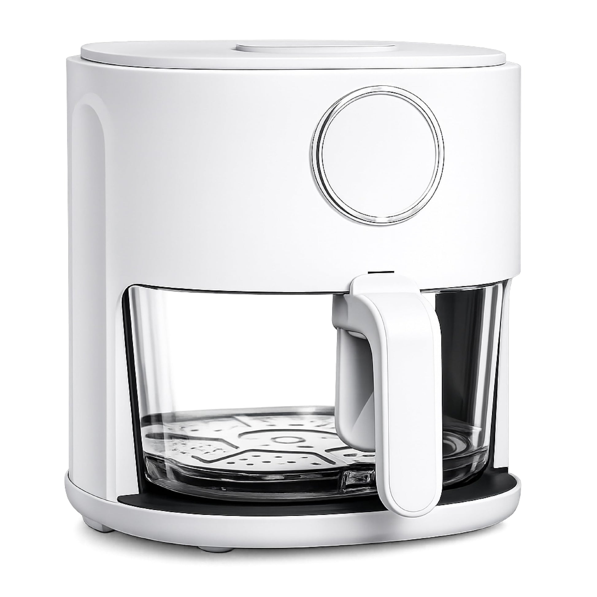 COOK WITH COLOR Colorful 1200W 4Qt Air Fryer: Glass Basket, Dishwasher Safe, 60min Timer, 6 Presets, Temp Control 175F-400F, 4 QT, Slate Blue