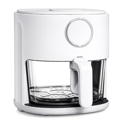 COOK WITH COLOR Colorful 1200W 4Qt Air Fryer: Glass Basket, Dishwasher Safe, 60min Timer, 6 Presets, Temp Control 175F-400F, 4 QT, Slate Blue