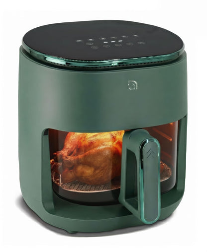 WILLOW Eco Series 6 in 1 Air Fryer with Glass Basket, 5 Quart Non Toxic Air Fryer w Digital Display, 430°F Max Temp, Preheat & Keep Warm Function, Compact + Dishwasher Safe Glass Airfryer - WHITE