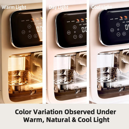 8-1 Glass Air Fryer | Non-Toxic | 400°F | 4QT TempWare Glass Bowl | Freezer & Dishwasher Safe | Wings，Steak，Fries & More | Air Fry Bake Roast Recrisp | Light Pinkish Beige