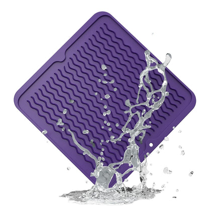 ZLR Silicone Dish Drying Mat & Heat Resistant Trivet (12" x 16") - Waterproof Counter Protector for Air Fryer, Coffee Maker - Non-Slip, BPA Free Kitchen Pad, Easy Clean Dishwasher Safe (Green)