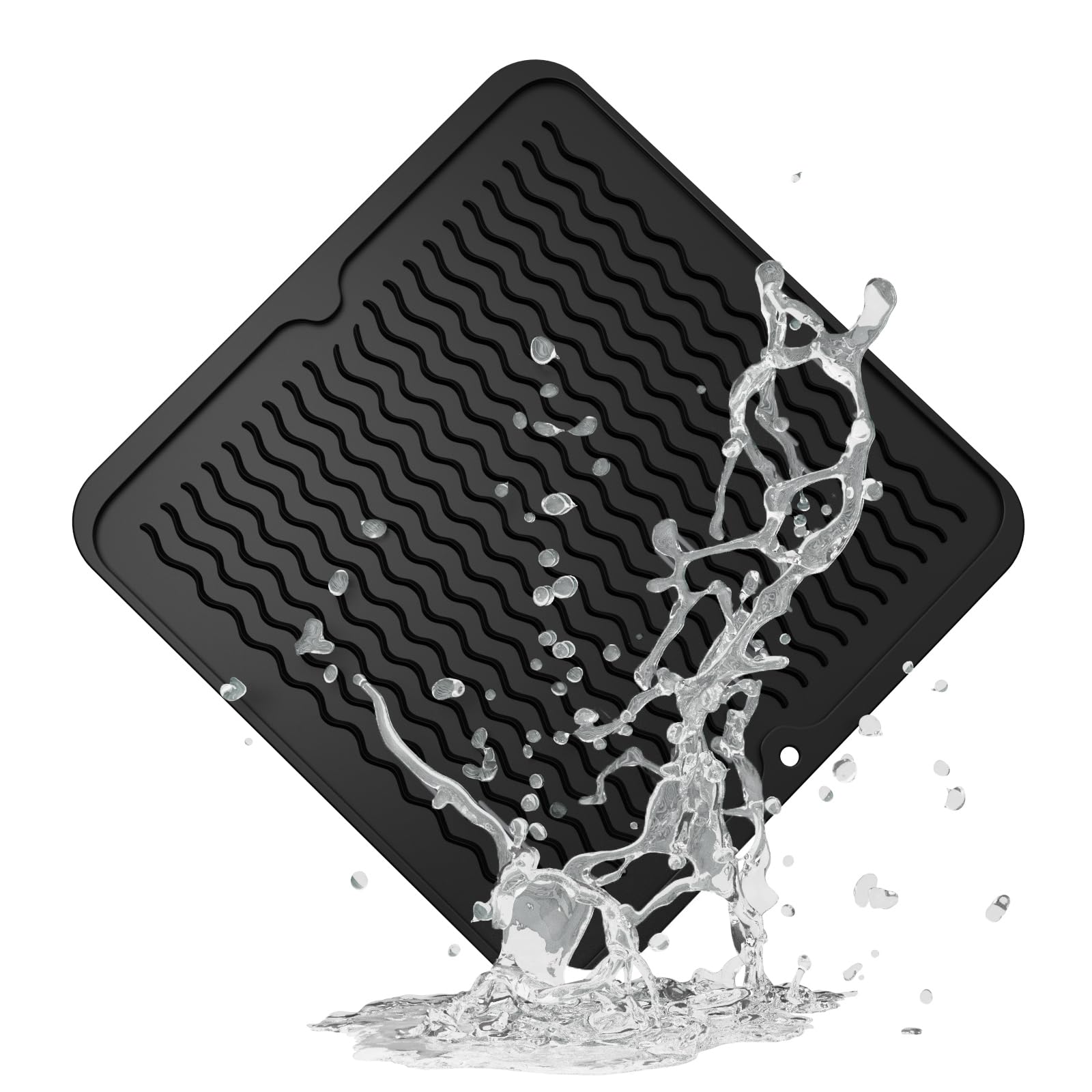 ZLR Silicone Dish Drying Mat & Heat Resistant Trivet (12" x 16") - Waterproof Counter Protector for Air Fryer, Coffee Maker - Non-Slip, BPA Free Kitchen Pad, Easy Clean Dishwasher Safe (Green)