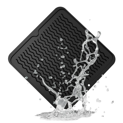 ZLR Silicone Dish Drying Mat & Heat Resistant Trivet (12" x 16") - Waterproof Counter Protector for Air Fryer, Coffee Maker - Non-Slip, BPA Free Kitchen Pad, Easy Clean Dishwasher Safe (Green)