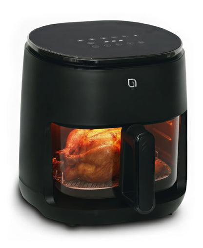 WILLOW Eco Series 6 in 1 Air Fryer with Glass Basket, 5 Quart Non Toxic Air Fryer w Digital Display, 430°F Max Temp, Preheat & Keep Warm Function, Compact + Dishwasher Safe Glass Airfryer - WHITE
