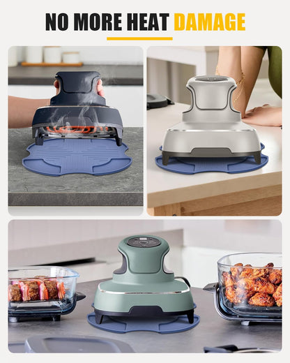 Silicone Heat-Resistant Mat for Ninja Crispi Glass Air Fryer | Reusable Fireproof Heat Resistance Hot Pad | Anti-Slip Kitchen Countertop Protector | Compatible with FN101GY/FN101SG/FN101ST, Blue