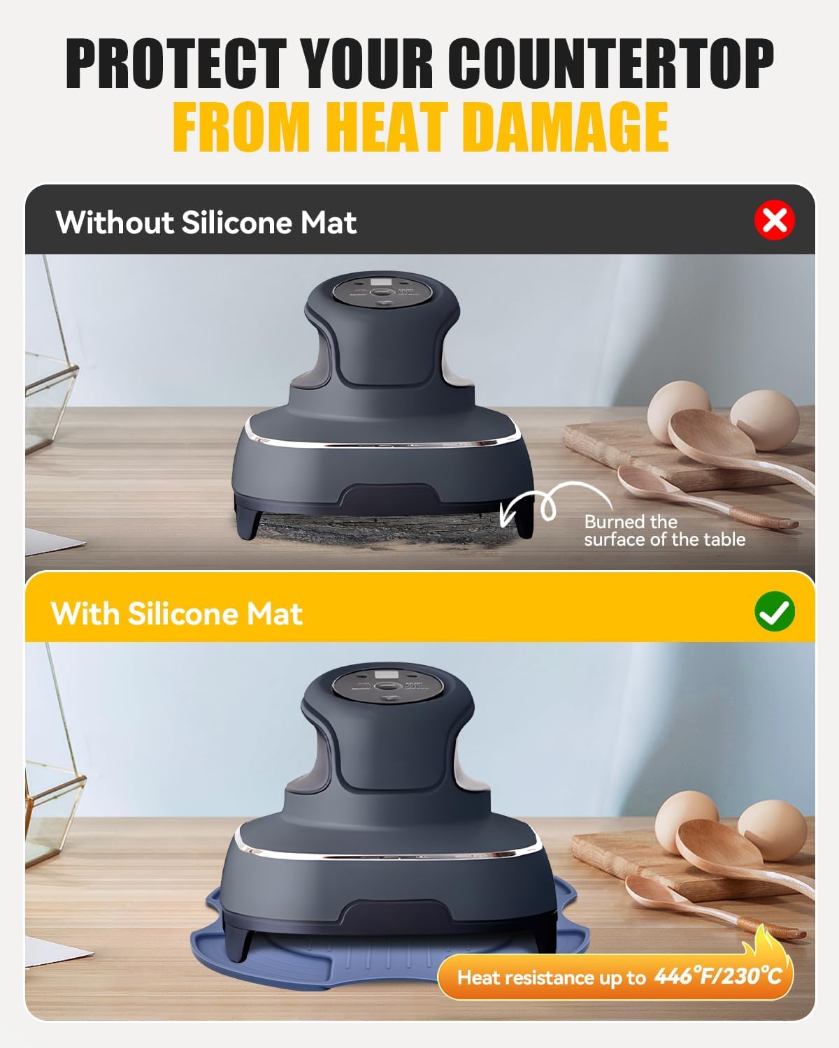 Silicone Heat-Resistant Mat for Ninja Crispi Glass Air Fryer | Reusable Fireproof Heat Resistance Hot Pad | Anti-Slip Kitchen Countertop Protector | Compatible with FN101GY/FN101SG/FN101ST, Blue