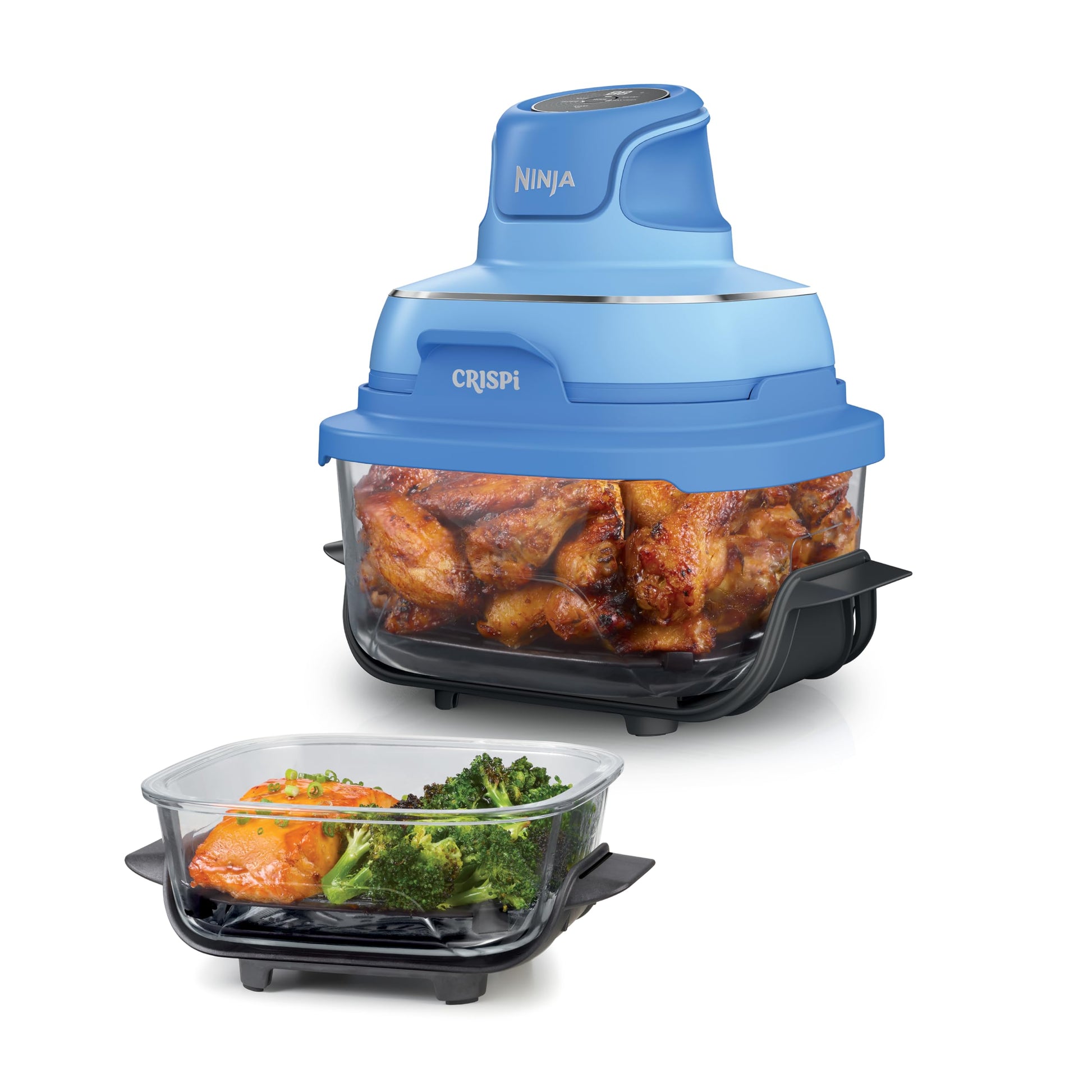 Ninja Crispi 4-in-1 Glass Air Fryer | 450°F | Non-Toxic | 4QT & 6-Cup Glass Containers w/Lids | Microwave, Freezer, Dishwasher Safe | Max Crisp, Air Fry, Bake, Recrisp | Stone | FN101ST