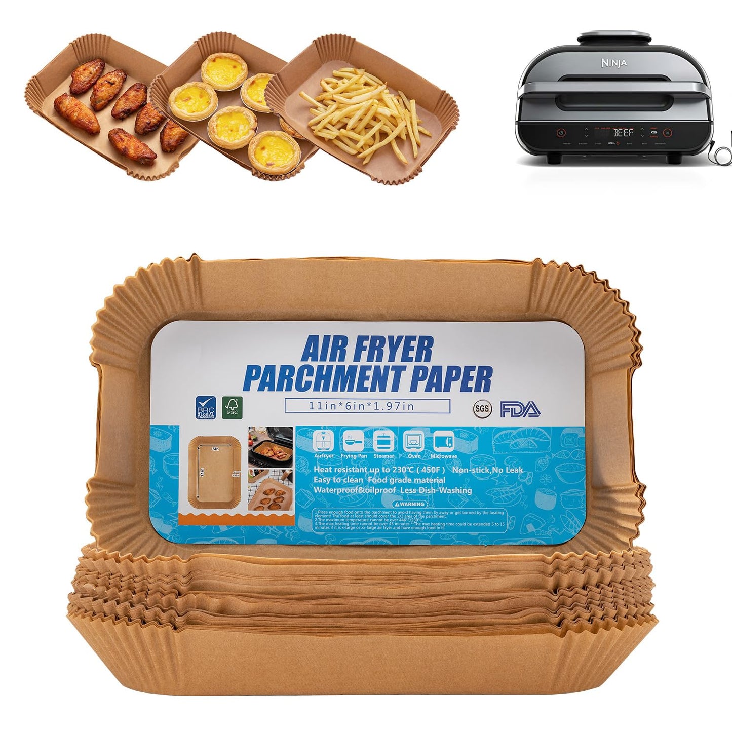 300PCS Air Fryer Liners disposable for Ninja Crispi,Air Fryer Accessories for Ninja Crispi 4-in-1 Portable Glass Cooking System,Suitable for Ninja Crispi Containers