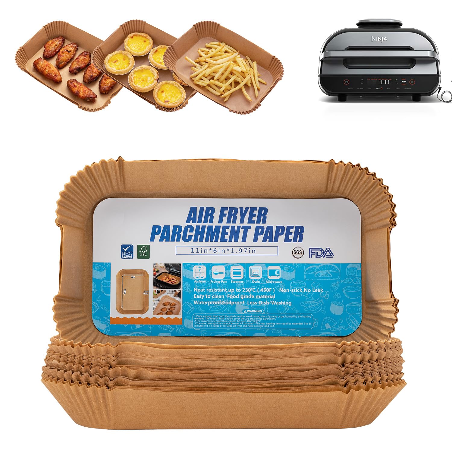 300PCS Air Fryer Liners disposable for Ninja Crispi,Air Fryer Accessories for Ninja Crispi 4-in-1 Portable Glass Cooking System,Suitable for Ninja Crispi Containers