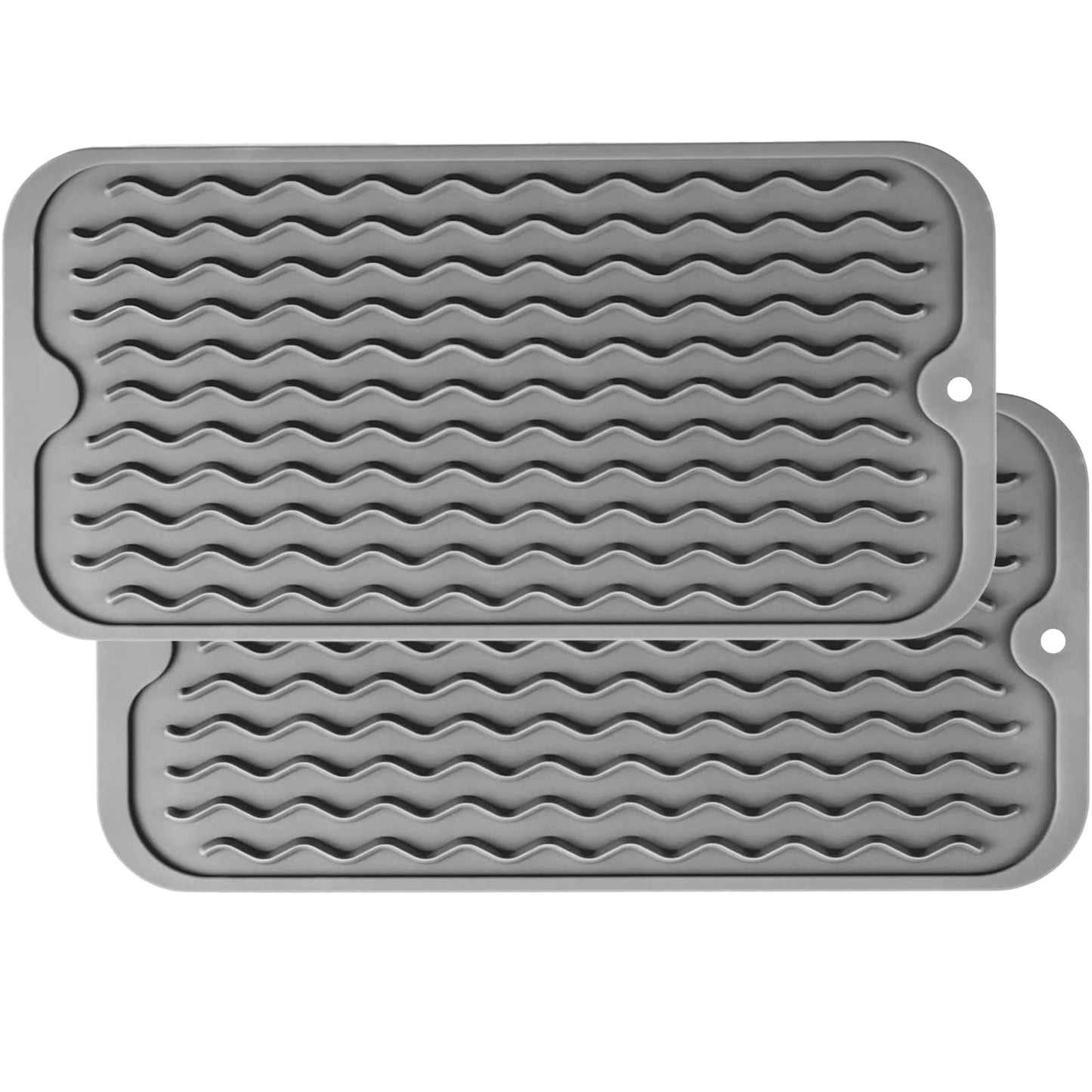 ZLR Silicone Dish Drying Mat & Heat Resistant Trivet (12" x 16") - Waterproof Counter Protector for Air Fryer, Coffee Maker - Non-Slip, BPA Free Kitchen Pad, Easy Clean Dishwasher Safe (Green)