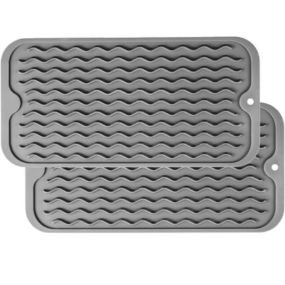 ZLR Silicone Dish Drying Mat & Heat Resistant Trivet (12" x 16") - Waterproof Counter Protector for Air Fryer, Coffee Maker - Non-Slip, BPA Free Kitchen Pad, Easy Clean Dishwasher Safe (Green)