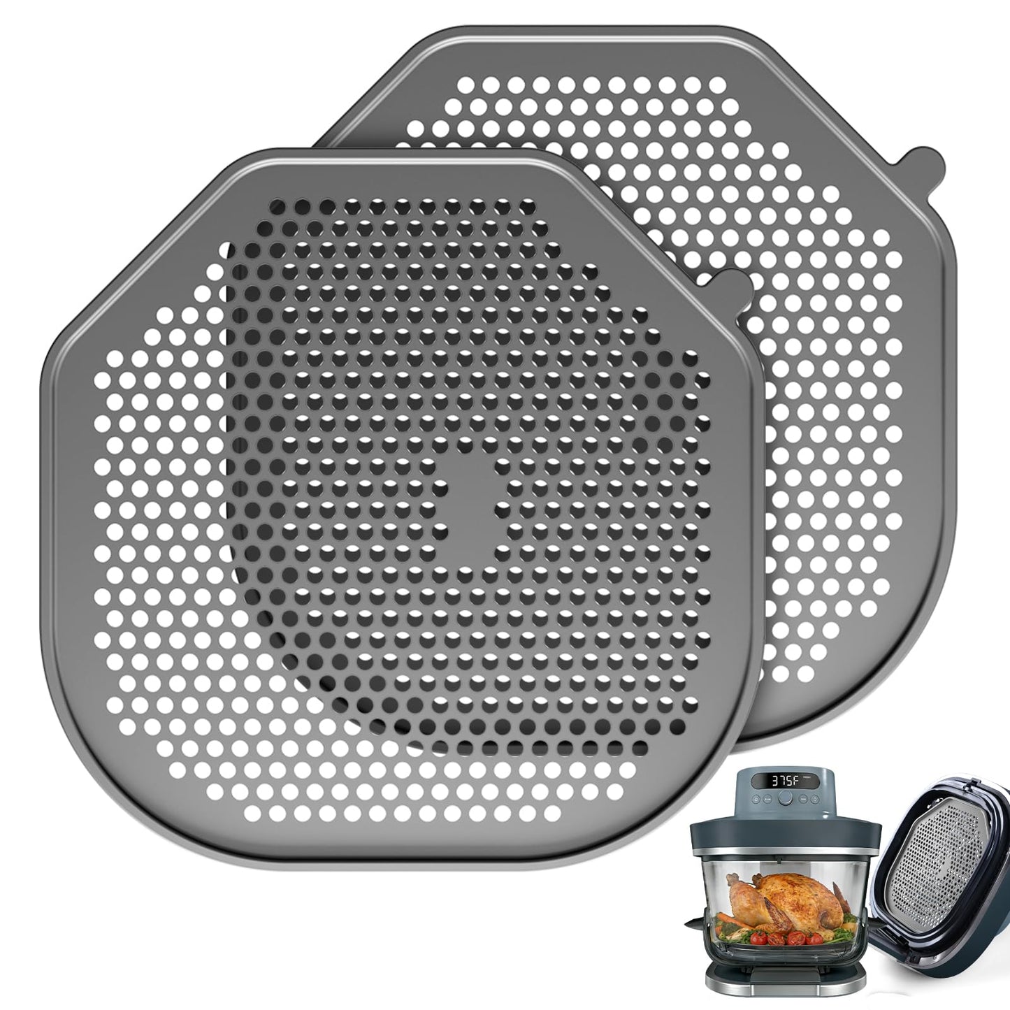 2 PCS Silicone Splatter Shield Heat-Resistant Splash Guard for Ninja Crispi Pro Glass Air Fryer -Replacement Parts AS101CY,Compatible with Ninja Crispi Pro Accessories & Crisp Containers (Black)