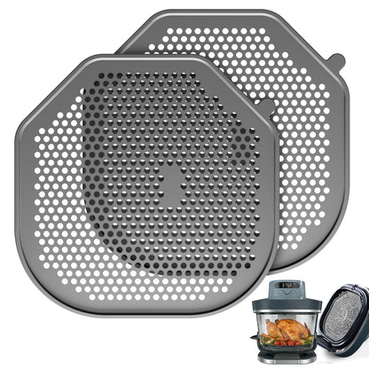 2 PCS Silicone Splatter Shield Heat-Resistant Splash Guard for Ninja Crispi Pro Glass Air Fryer -Replacement Parts AS101CY,Compatible with Ninja Crispi Pro Accessories & Crisp Containers (Black)