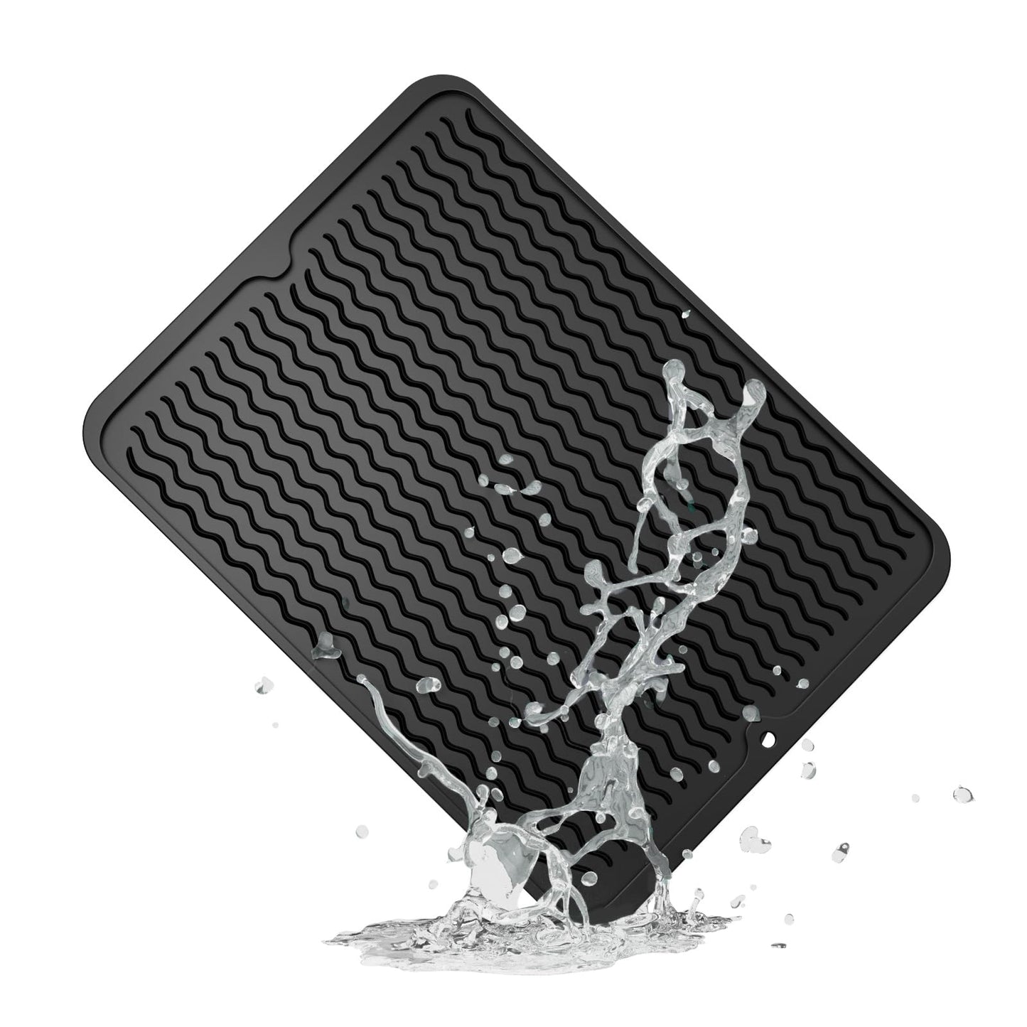 ZLR Silicone Dish Drying Mat & Heat Resistant Trivet (12" x 16") - Waterproof Counter Protector for Air Fryer, Coffee Maker - Non-Slip, BPA Free Kitchen Pad, Easy Clean Dishwasher Safe (Green)