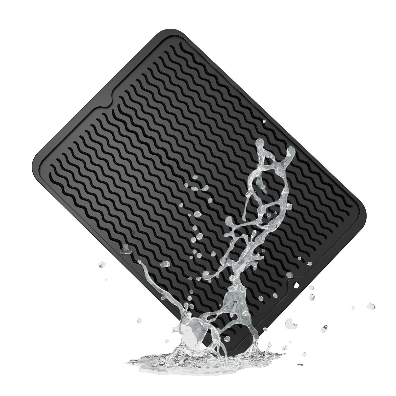 ZLR Silicone Dish Drying Mat & Heat Resistant Trivet (12" x 16") - Waterproof Counter Protector for Air Fryer, Coffee Maker - Non-Slip, BPA Free Kitchen Pad, Easy Clean Dishwasher Safe (Green)