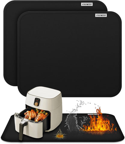 2pack Heat Resistant Mat for Air Fryer, 16x20in Heat Resistant Mat for Countertop, Silicone Kitchen Countertop Hot Pads for Air Fryer, Deep Fryer, Oven