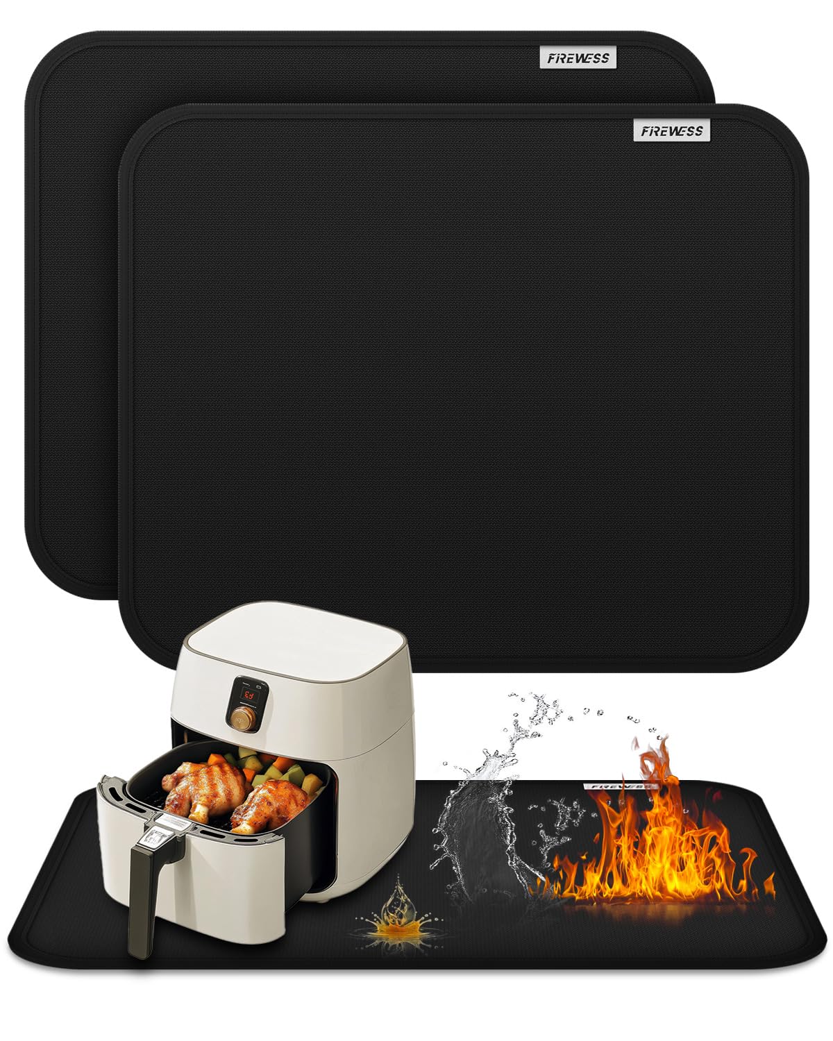 2pack Heat Resistant Mat for Air Fryer, 16x20in Heat Resistant Mat for Countertop, Silicone Kitchen Countertop Hot Pads for Air Fryer, Deep Fryer, Oven