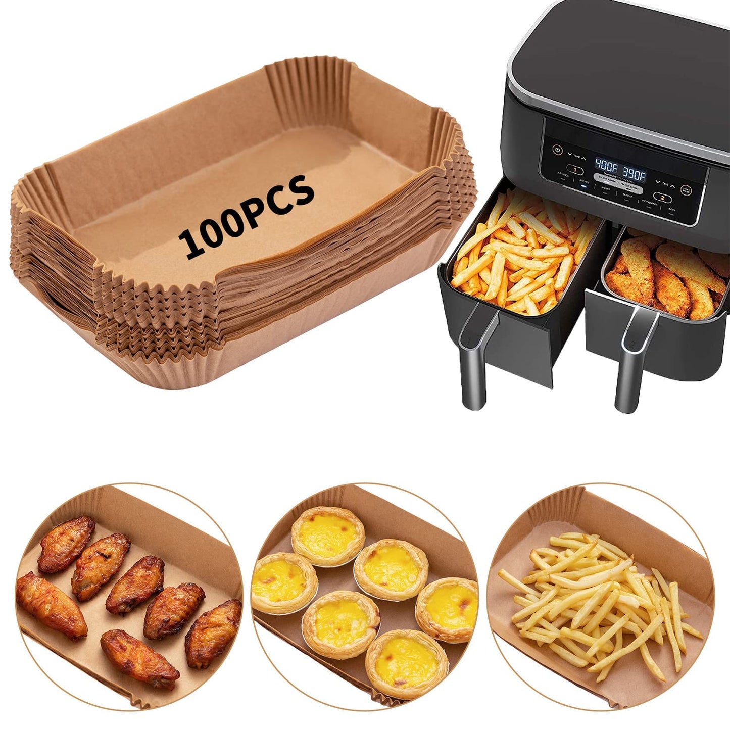 300PCS Air Fryer Liners disposable for Ninja Crispi,Air Fryer Accessories for Ninja Crispi 4-in-1 Portable Glass Cooking System,Suitable for Ninja Crispi Containers