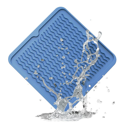 ZLR Silicone Dish Drying Mat & Heat Resistant Trivet (12" x 16") - Waterproof Counter Protector for Air Fryer, Coffee Maker - Non-Slip, BPA Free Kitchen Pad, Easy Clean Dishwasher Safe (Green)