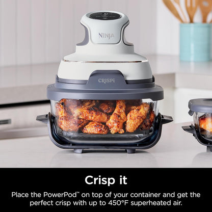 Ninja 4-QT CleanCrisp™ Glassware Container with Storage lid, Compatible with Ninja Crispi Portable Cooking System, Microwave, Freezer & Dishwasher Safe, PFAS & PTFE Free Glass, XSKSFN4QT